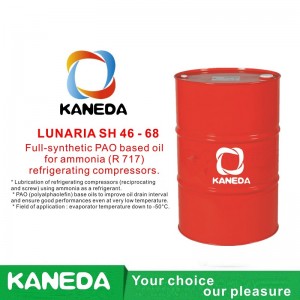 KANEDA LUNARIA SH 46 - 68 Teljes szintetikus PAO-alapú olaj ammónia (R 717) hűtőkompresszorokhoz.