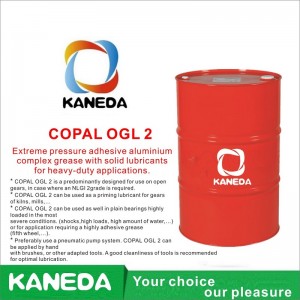 KANEDA COPAL OGL 2 Extrém nyomású ragasztóval ellátott alumínium komplex zsír szilárd kenőanyagokkal, nehéz alkalmazásokhoz.